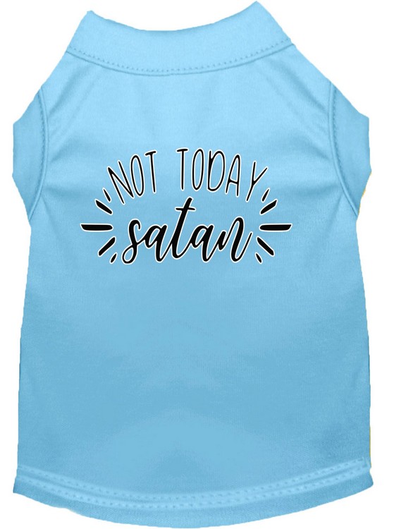 Not Today Satan Screen Print Dog Shirt Baby Blue XS